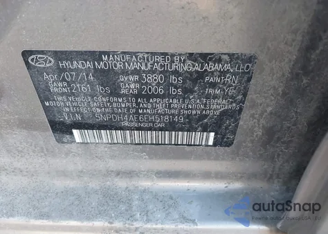 2014 Hyundai Elantra Se/Sport/Limited из США, поврежденный, VIN 5NPDH4AE6EH518149